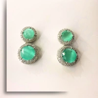 Shining Plant Jewellery Trendy and Beautiful Zircona Cubic Zirconia American Diamond Studs Earrings for girls and women - Adjustable, Zircon