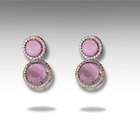 Shining Plant Jewellery Trendy and Beautiful Baby Pink Cubic Zirconia American Diamond Studs Earrings for girls and women - Adjustable, Baby Pink