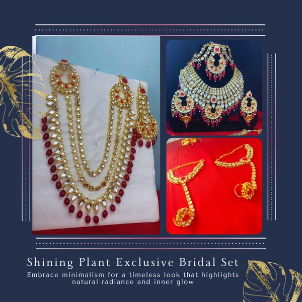 Indian Traditional Ethnic Gold Plated Kundan Bridal Dulhan Jewellery Sets with 7 Sets Of Choker Earrings Maang Tikka Nose Ring for Women