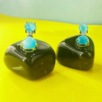 Shining Plant Jewellery Silver Plated Ocean Blue Emerald American Diamond Pear Cut Stud Dangle Earrings - Free Size, Ocean Blue