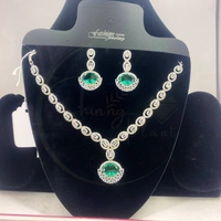 SHINING PLANT JEWELLERY Buy Shining Plant's Premium Yellow American Diamond Necklace Set for Women's - Yellow