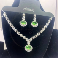 SHINING PLANT JEWELLERY Buy Shining Plant's Premium Yellow American Diamond Necklace Set for Women's - Yellow
