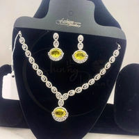 SHINING PLANT JEWELLERY Buy Shining Plant's Premium Sulu Green Color American Diamond Necklace Set for Women's - Adjustable, Sulu Green