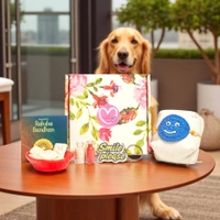 MyFirstLove By Yogita Dog Cute Rakhi Hamper with Treats (Blue) | Cute Crochet Rakhi for Pet Dogs & Cats | Special Raksha Bandhan Gifts for Pets | Dog Rakhis & Pet Hamper - Blue