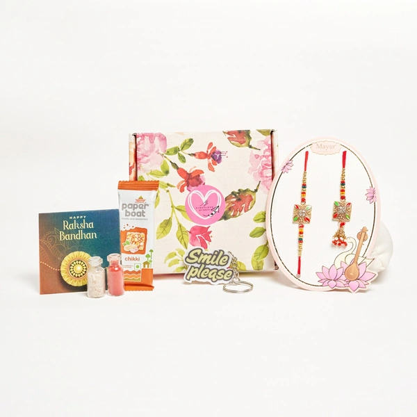 MyFirstLove by Yogita Rakhi Gift Hamper for Bhaiya Bhabhi | Designer Lumba Rakhi Set for Raksha Bandhan | Traditional Rakhi Gift Box for Brother & Sister-in-Law - Red