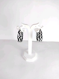 MyFirstLoveByYA White & Black Acrylic Hoop Earings MFLN005D