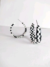 MyFirstLoveByYA White & Black Acrylic Hoop Earings MFLN005D