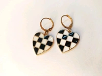 MyFirstLoveByYA Cute White And Black Heart Drop Earrings MFLN011D