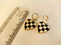 MyFirstLoveByYA Cute White And Black Heart Drop Earrings MFLN011D