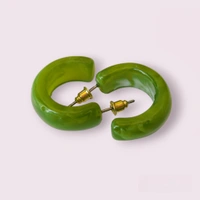 MyFirstLoveByYA Marble Green Acrylic Hoop Earrings MFLN014D