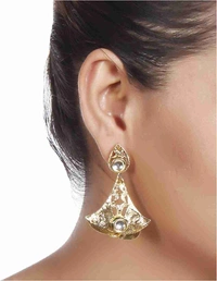 MyFirstLoveByYA Gold Kundan Traditional Drop Earrings MFLN017D