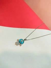 MyFirstLoveByYA Anti Tarnish Chain - Silver Plated - Evil Eye Pendant Necklace MFLATN05D