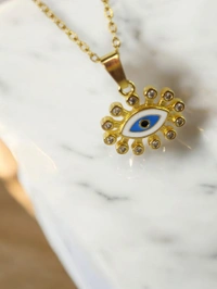 MyFirstLoveByYA Anti Tarnish Chain - 18K Gold Plated - Evil Eye Pendant MFLATN07D