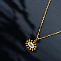 MyFirstLoveByYA Anti Tarnish Chain - 18K Gold Plated - Evil Eye Pendant MFLATN07D
