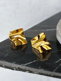 MyFirstLoveByYA  Anti Tarnish - Melted - Earrings - 18K Gold Plated - Water Proof - Earings  MFLATE02D