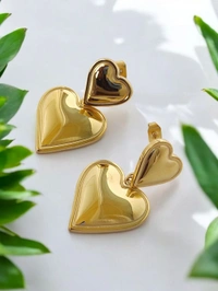 MyFirstLoveByYA  Anti Tarnish - 18K Gold Plated  - Cute dangler - heart - earrings   MFLATE03D 