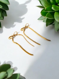 MyFirstLoveByYA Anti Tarnish - Cute Bow - Earrings - 18k Gold Plated - Water Proof - Earrings   MFLATE04D