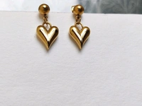 MyFirstLoveByYA Anti Tarnish - 18K Gold Plated - cutest tiny Hanging - Heart - Earrings 18K Gold Plated MFLATE06D 