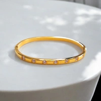 MyFirstLoveByYA Anti Tarnish Bracelet - 18K Gold Plated - Dazzling Stone - Kada - Bangle  MFLATB12D