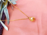 MyFirstLoveByYA Anti Tarnish Chain - 18K Gold Plated - Gold-Plated - Stainless Steel - Pearls Nest Pendants  MFLATN24D