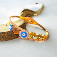 MyFirstLoveByYA Anti Tarnish - Bracelet - 18K Gold Plated - Evil Eye - With Stone -Kada MFLATB16D