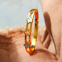 MyFirstLoveByYA Anti Tarnish - Bracelet - 18K Gold Plated - Flower - Stainless Steel - Bracelet  MFLATB18D