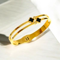 MyFirstLoveByYA Anti Tarnish - Bracelet - 18K Gold Plated - Duo Clover - Bracelet  MFLATB19D