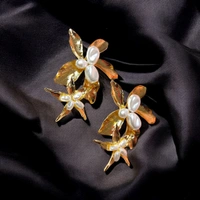 MyFirstLoveByYA Double Flower Shape Gold Earrings MFLN035D