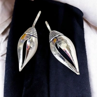 MyFirstLoveByYA Shankh Shape Oxidized Silver Earrings MFLN065D