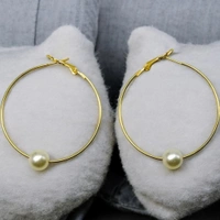 MyFirstLoveByYA Gold Plated Bog Hoop With White Pearl MFLN066D