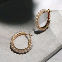 MyFirstLoveByYA  Hoops - Pearl - Earrings - Stylish Jewellery for daily wear MFLN075D