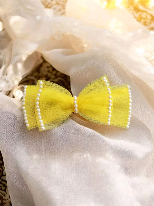 Yellow hairbow Clip For Girls And Women  - Yellow