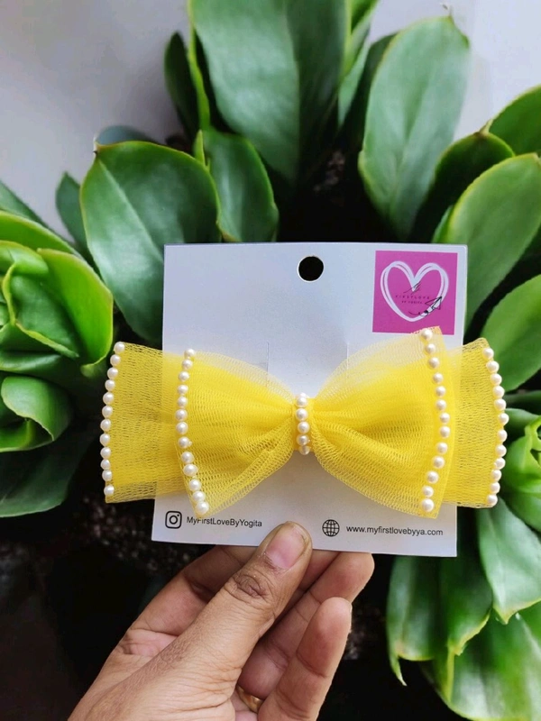 Yellow hairbow Clip For Girls And Women  - Yellow