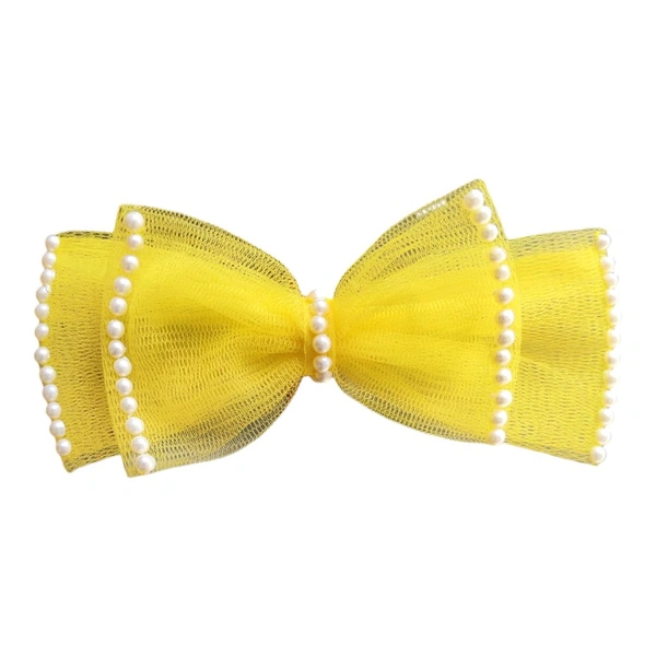 Yellow hairbow Clip For Girls And Women  - Yellow