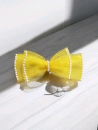 Yellow hairbow Clip For Girls And Women  - Yellow