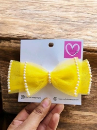 Yellow hairbow Clip For Girls And Women  - Yellow