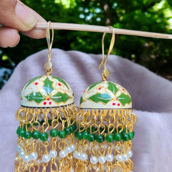 Rani Sa Meenakari jhumka Green  - Green