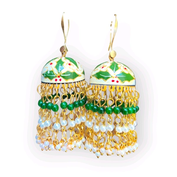 Rani Sa Meenakari jhumka Green  - Green