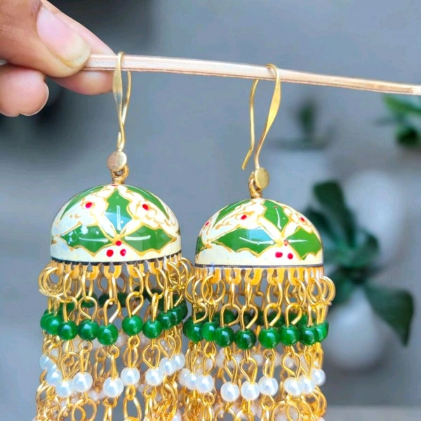 Rani Sa Meenakari jhumka Green  - Green