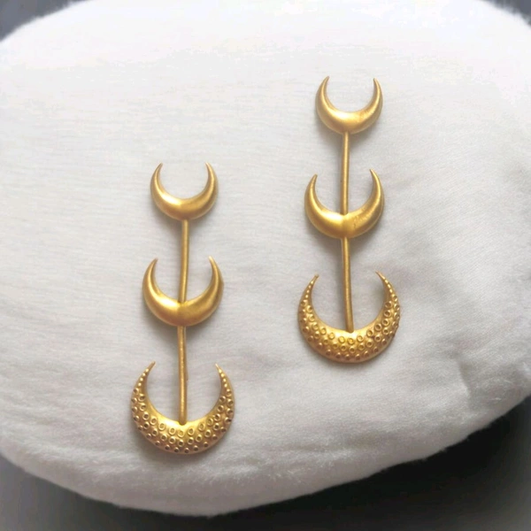 Brass Moon Earrings, Stylish Earrings For Women & Girls, Statement Earrings