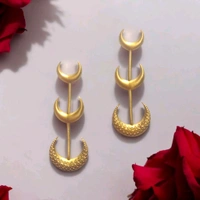 Brass Moon Earrings, Stylish Earrings For Women & Girls, Statement Earrings