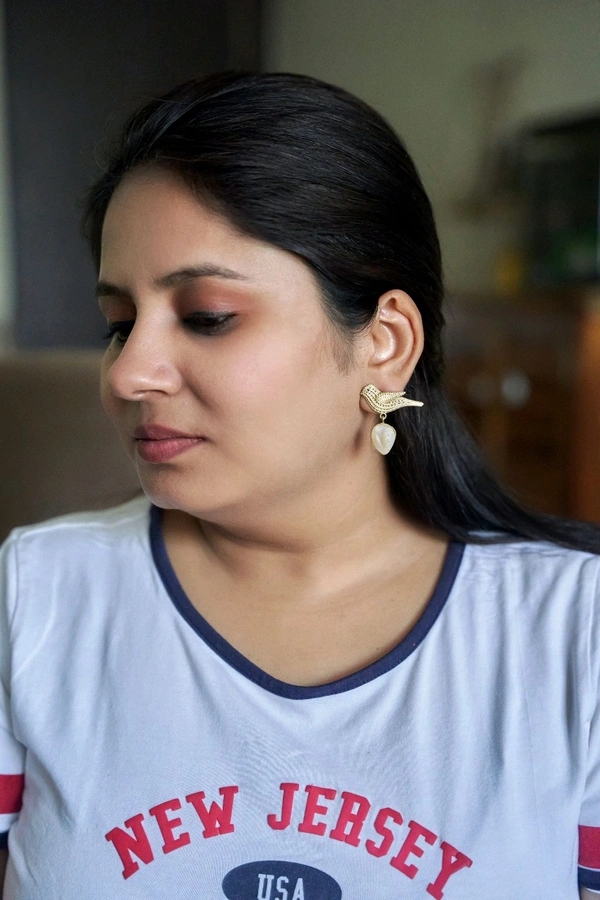 Brass Bird Earrings For Women, Stylish Statement Earrings 