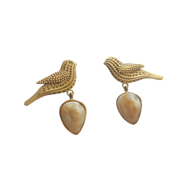 Brass Bird Earrings For Women, Stylish Statement Earrings 