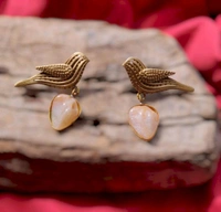 Brass Bird Earrings For Women, Stylish Statement Earrings 
