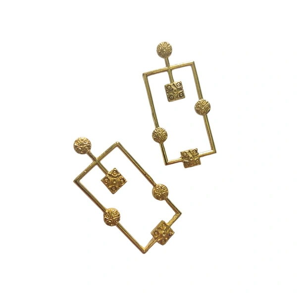Brass Rectangle Earrings, Stylish Jewellery Gifts For Anniversary, Girlfriend, Birthday - MyFirstLove by Yogita
