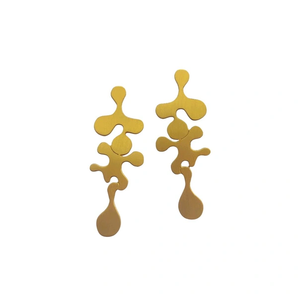 Brass Abstract Melting Gold Earring For Women
