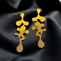 Brass Abstract Melting Gold Earring For Women