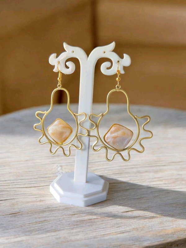 Brass Statement Earrings For Women With Hook, Earring For Women Stylish Jewellery 