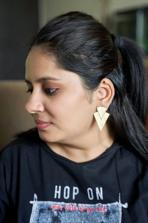 Brass Earring Studs For Women Stylish, Statement Earrings For Girls 