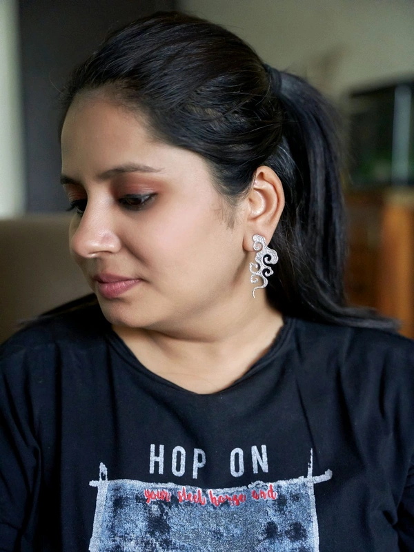 Silver Statement Earrings for Women Made with Brass 